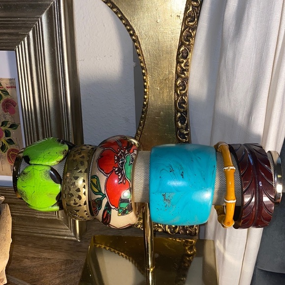 Jewelry - Turquoise bracelet bangle thick 3 inch fashion jewelry boho chic bright colors